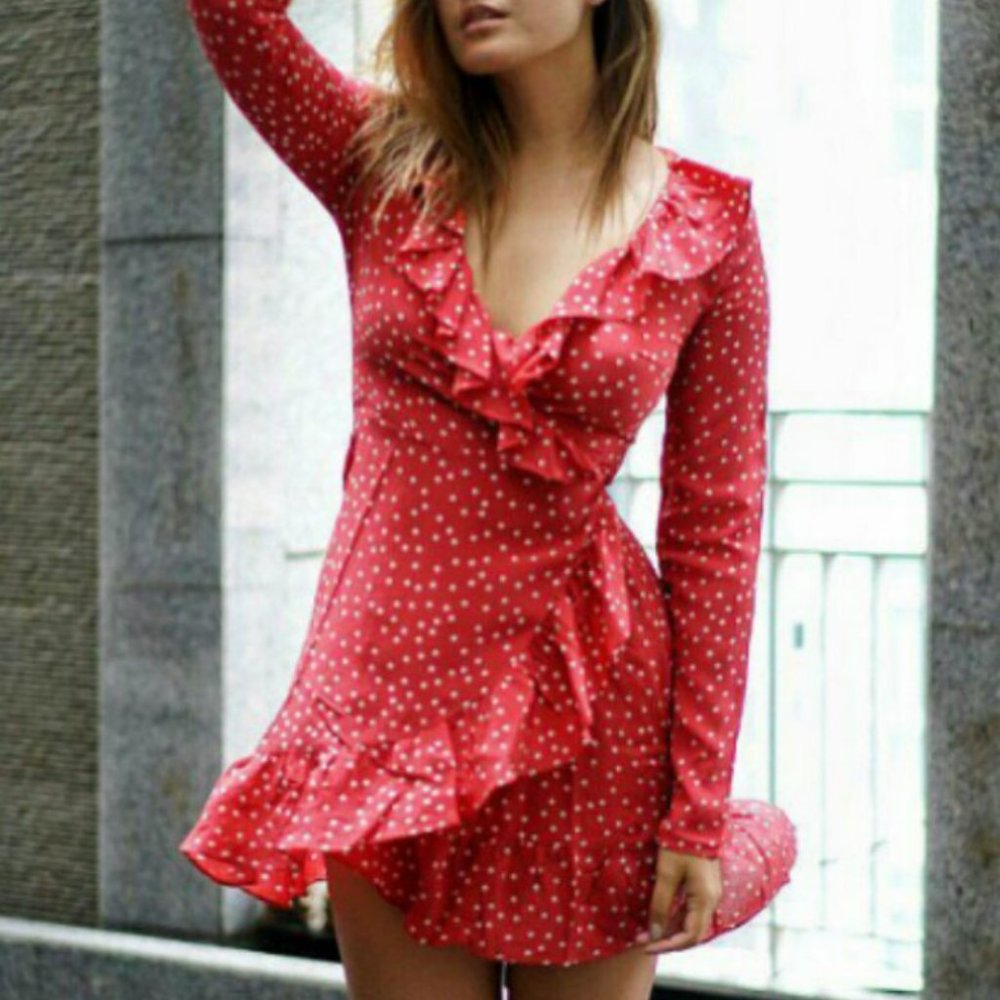 Red Star Wrap Dress